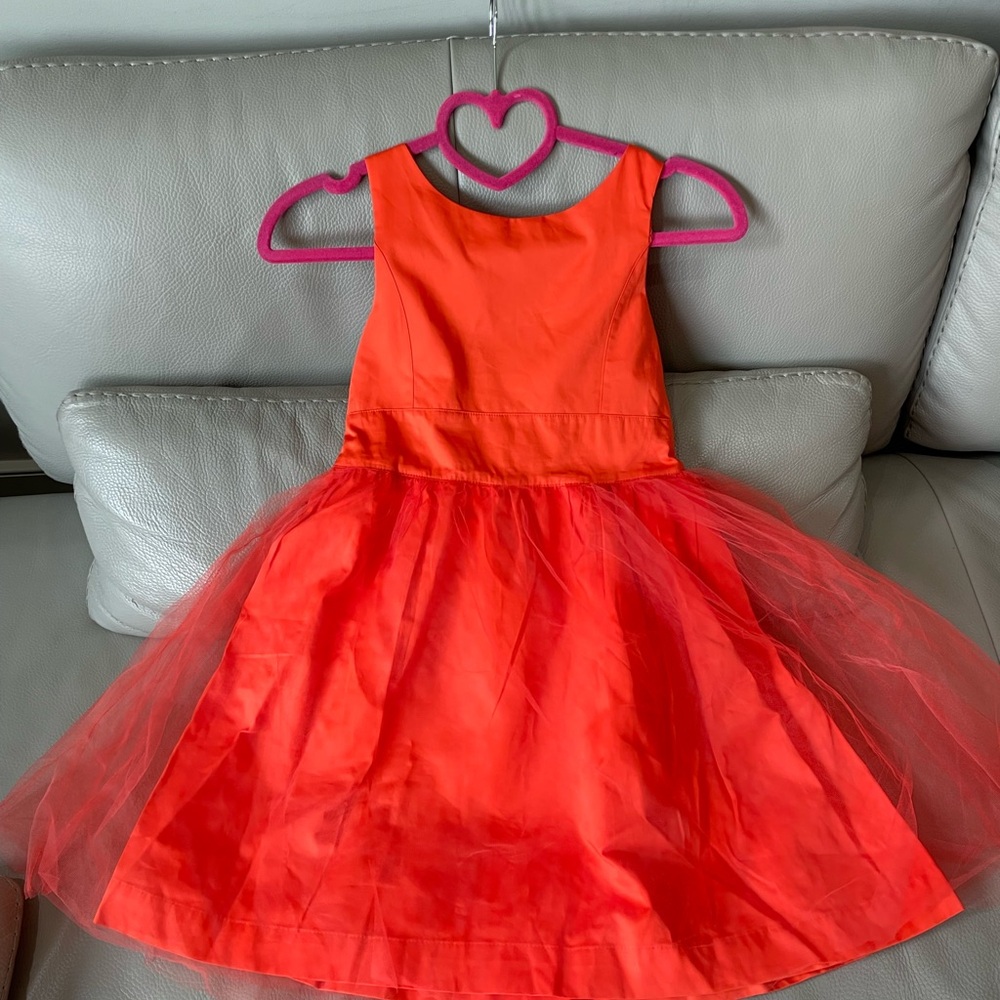 NWOT Vertbaudet France Vibrant Orange/red  Tulle Dress 8-9 years